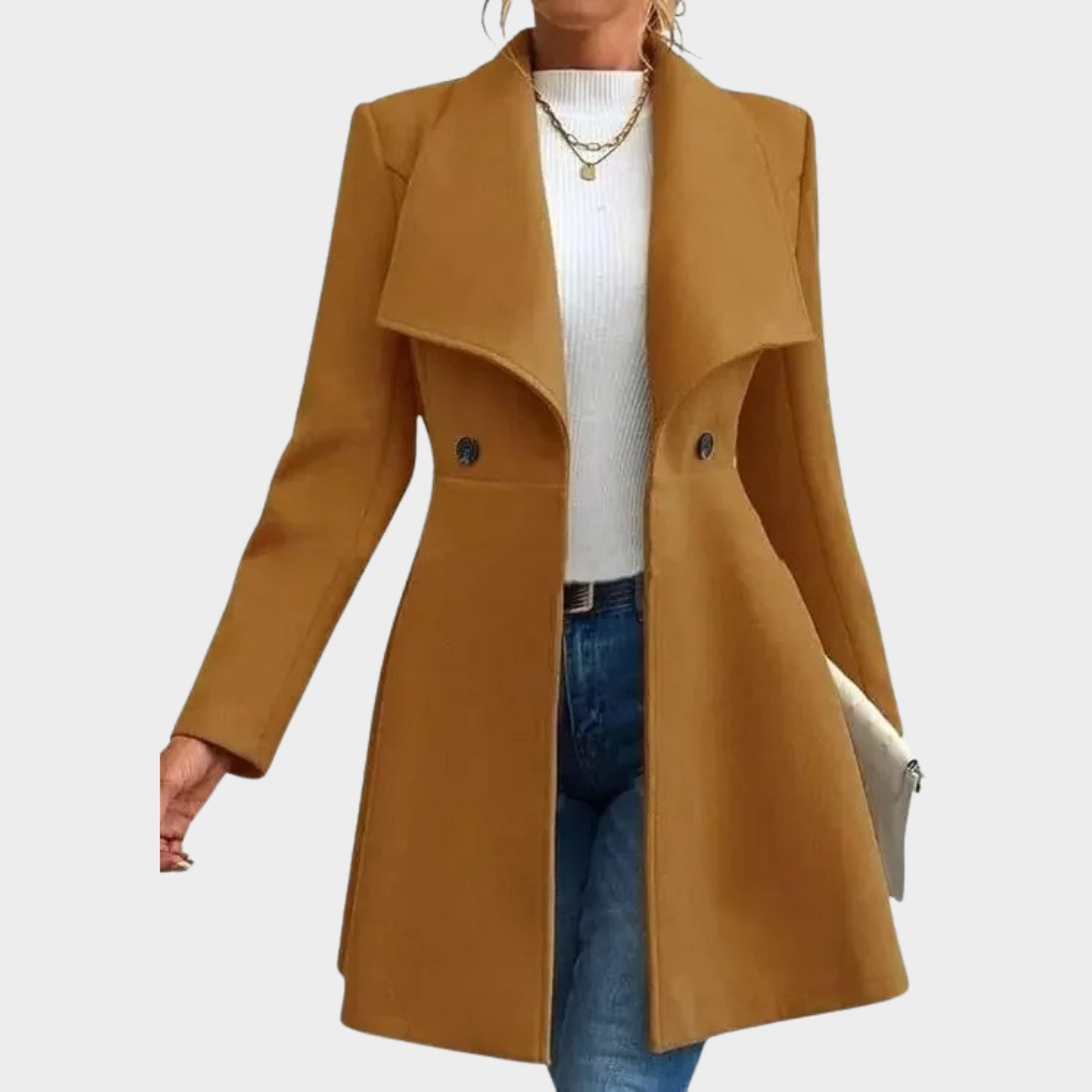 Women’s Elegant Woolen Coat – Long Slim Fit Notch Collar Jacket – Thickened Outerwear – Multiple Colours