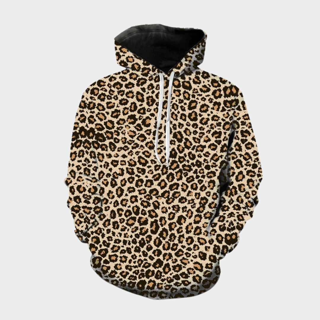 3D Printed Leopard Hoodie - Women's Sweatshirt - Long Sleeve Streetwear