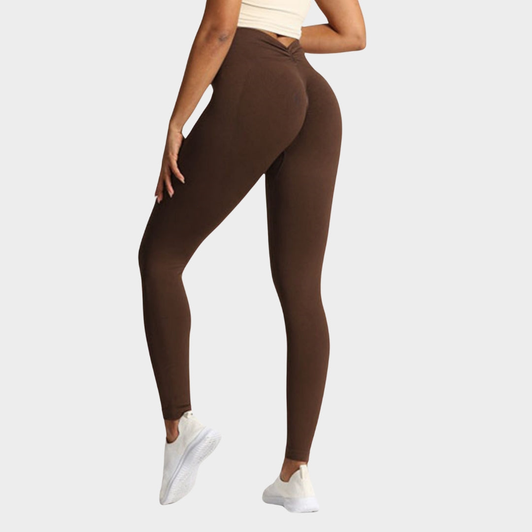 Women's Seamless High-Waist Leggings - Butt-Lifting V-Fold Design - Stretch & Supportive Fitness Trousers - Multiple Colours