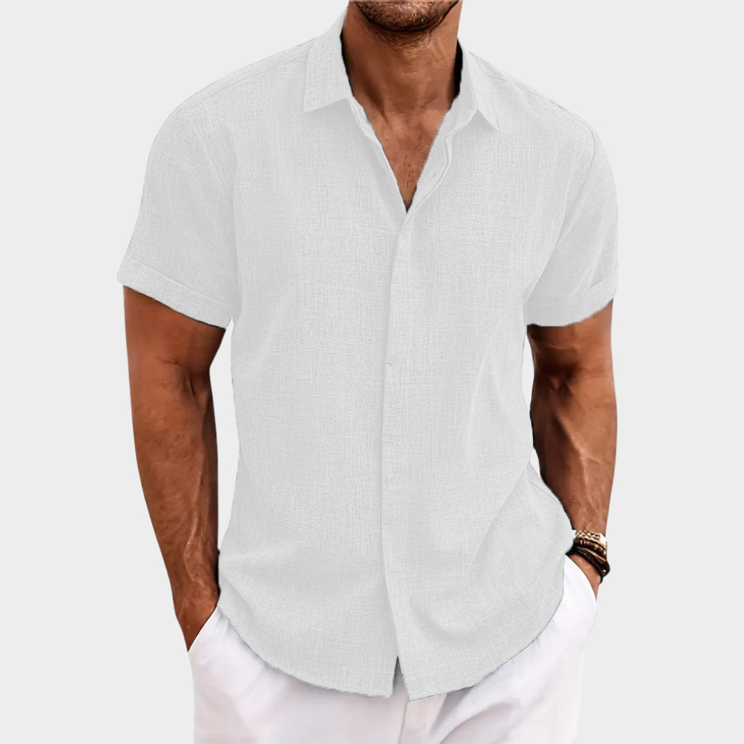 Men's Summer Short-Sleeve Shirt - Lapel Collar - Lightweight & Breathable - Casual Beachwear - Multiple Colours