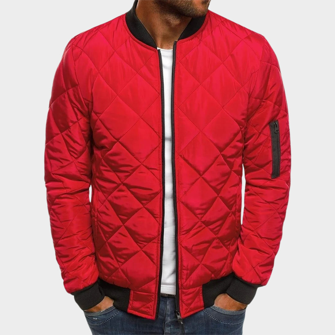 Men's Puffer Jacket – Plaid Cotton-Padded Coat – Warm Insulated Outerwear – Comfortable Fit – Multiple Colours