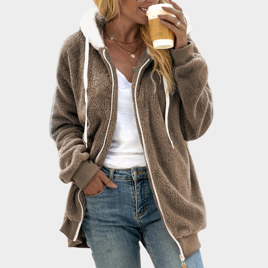 Women's Plush Zip-Up Jacket - Thickened Lamb Fleece - Warm Lined Overcoat - Multiple Colours