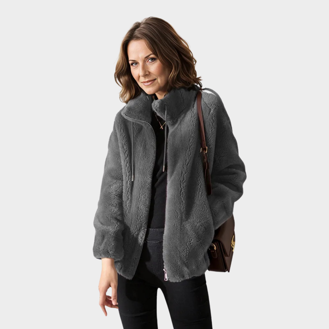 Women’s Jacket – Double-Sided Velvet, Stand-Up Collar, Zip Closure, Winter Fleece, Multiple Colors