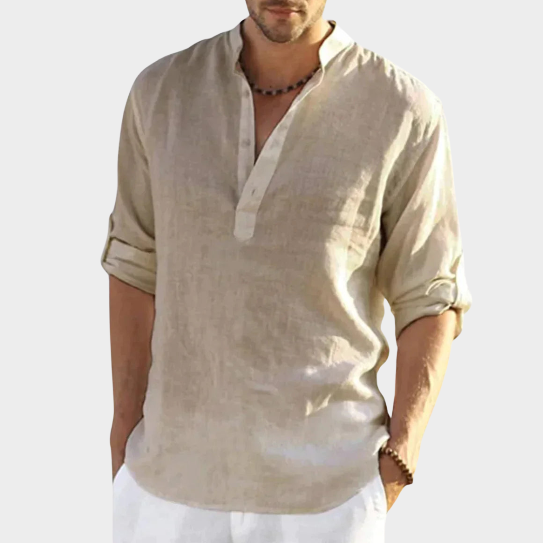 Men's Long Sleeve Linen Shirt – Smart Casual – Lightweight & Breathable – Multiple Colours