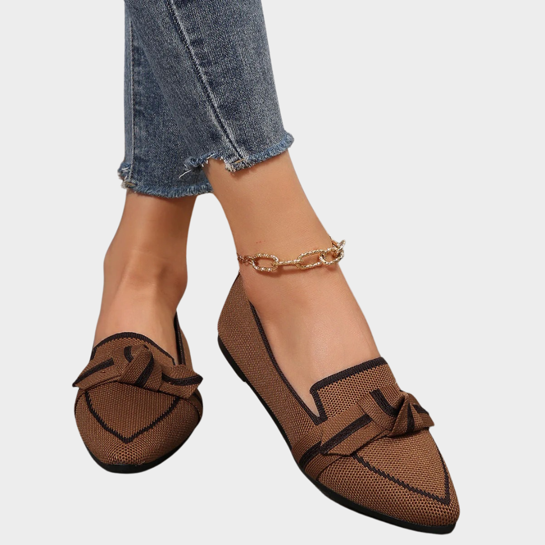 Women’s Flat Slip-On Loafers – Pointed Toe Woven Casual Shoes – Breathable Bow Design – Comfortable Low Heel – Multiple Colours