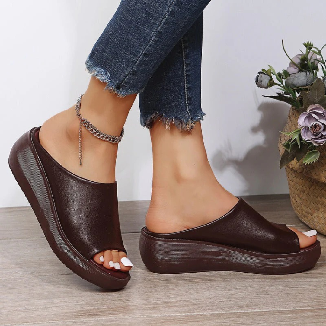 Women Retro Wedge Sandals – Fish Mouth Open Toe – Thick Bottom – High Heels – Multiple Colours