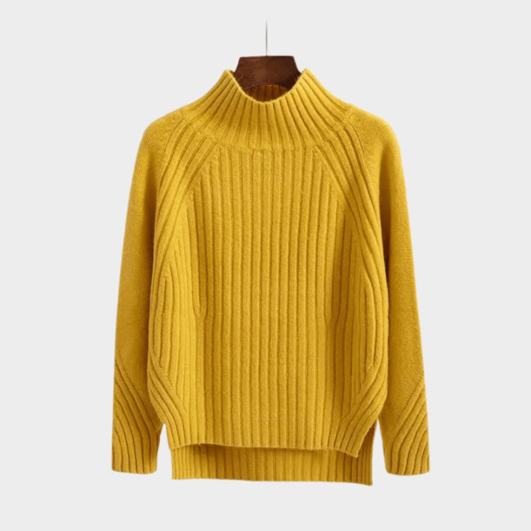 Women's Knitted Turtleneck Sweater – Fitted Bottom, Casual Autumn Pullover in Beige, Black, and More
