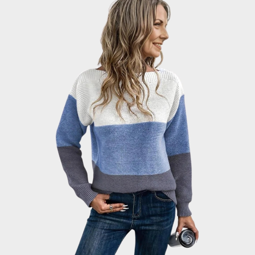 Elegant Patchwork Women’s Sweater - Loose Fit, Knitted Autumn Winter Tops, Gold, Black, and More