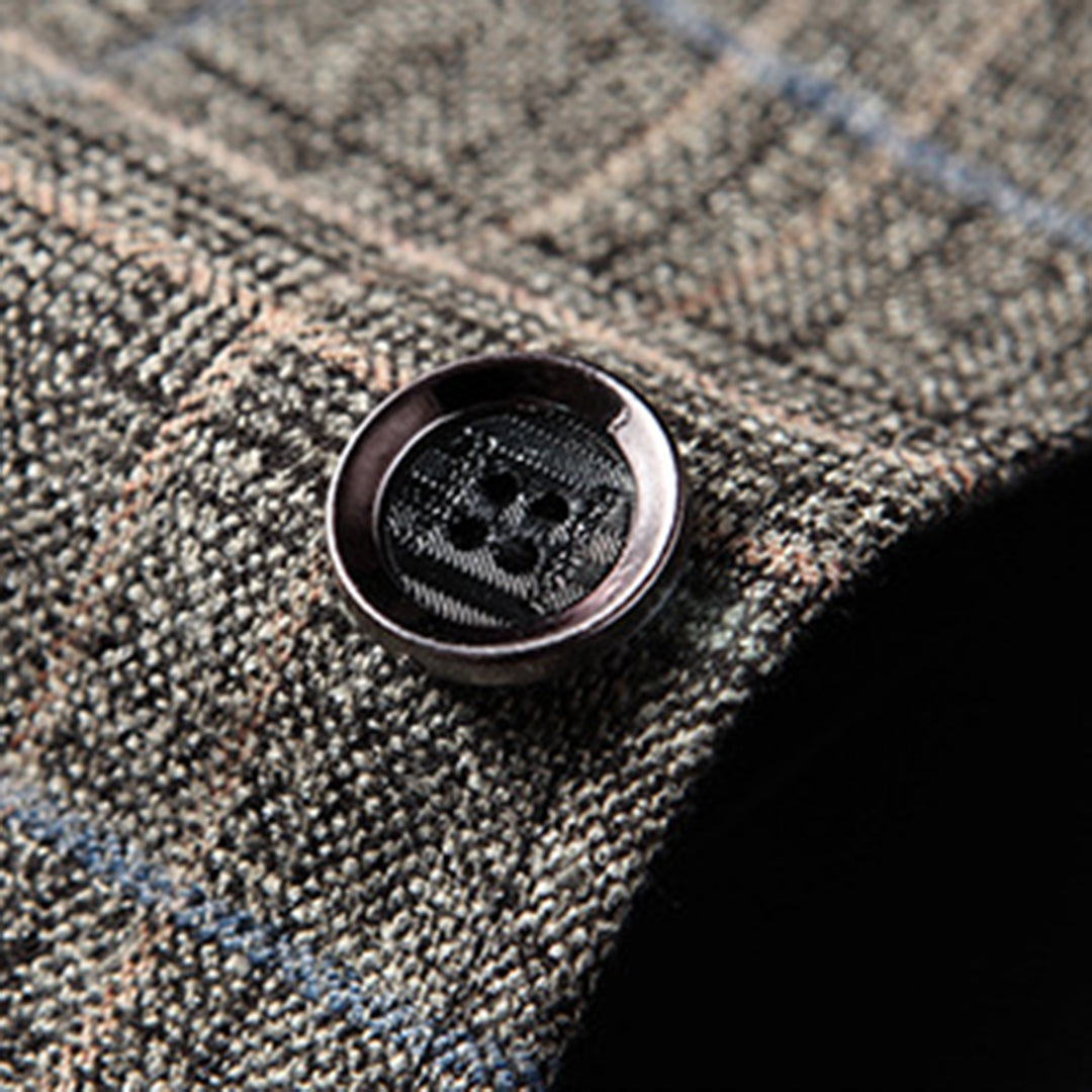Men's Slim Fit Blazer – British Plaid Formal Suit Jacket – Business Casual Wedding Coat – Multiple Colours