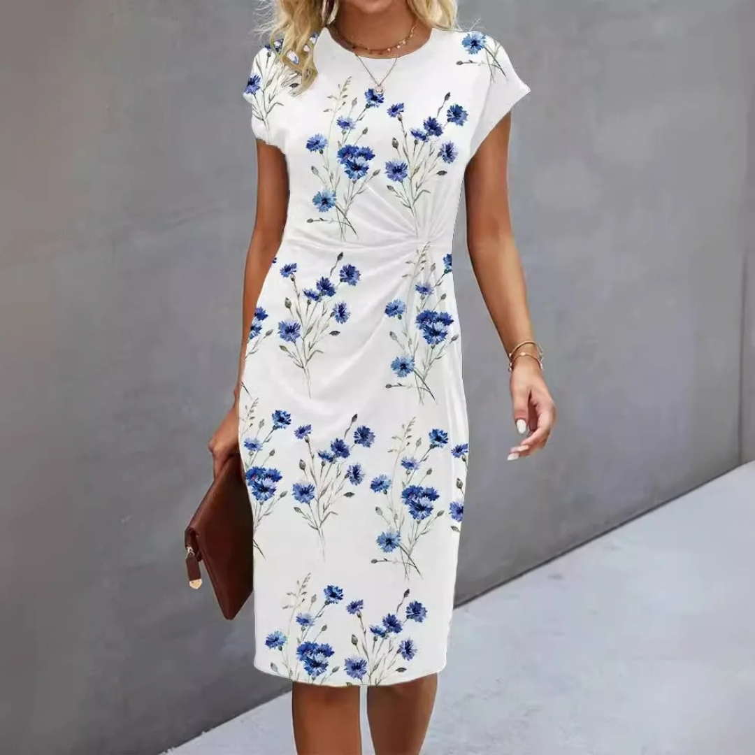 Women’s Short Sleeve Dress – Relaxed Fit – Breathable Lightweight Material – Versatile Holiday Style – White