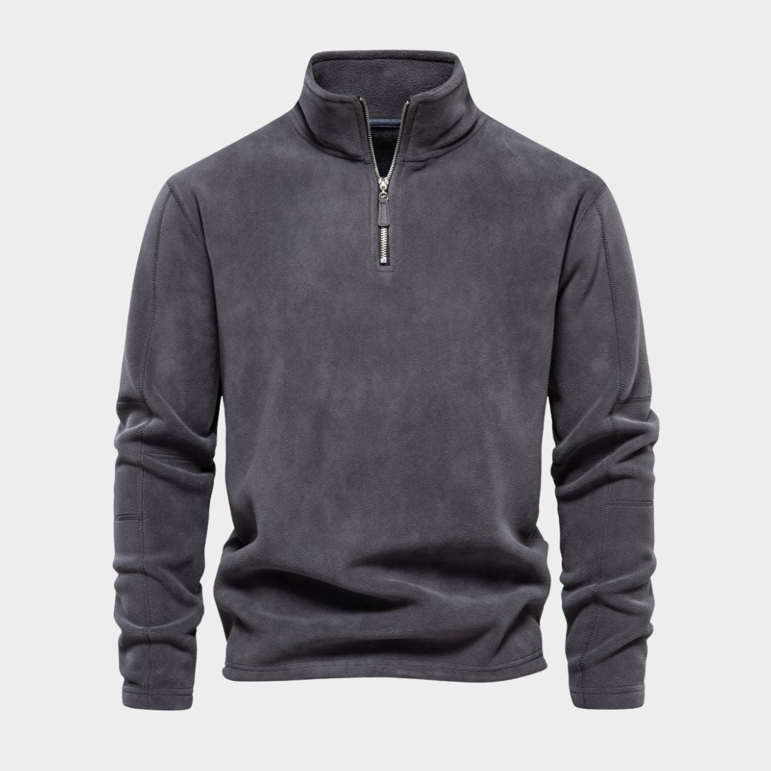 Men's Fleece Sweater – Thicken Warm Zipper Neck Sweater, Soft Shell Sweatshirt (Light Green, Black, and More)