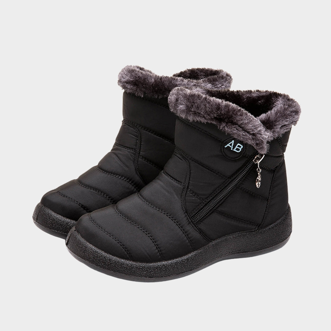 Women’s Waterproof Winter Boots - Soft Fur Lined, Comfortable Zipper Shoes, Grey, Black, Blue, Red, Brown