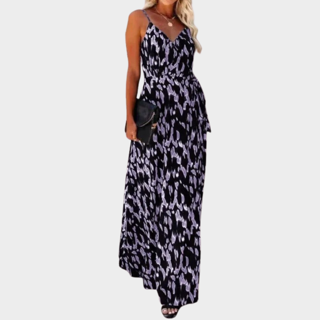 Women Printed Long Dress – Side Slit – Round Neck – Lightweight Fabric – Multiple Colours