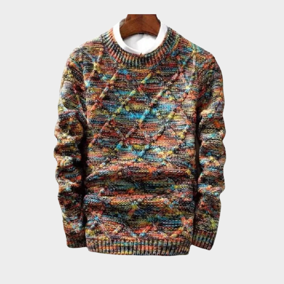 Men’s Slim Fit Knitted Sweater - Autumn Winter Long Sleeve Casual Pullover (Orange, Blue, Multicolor)