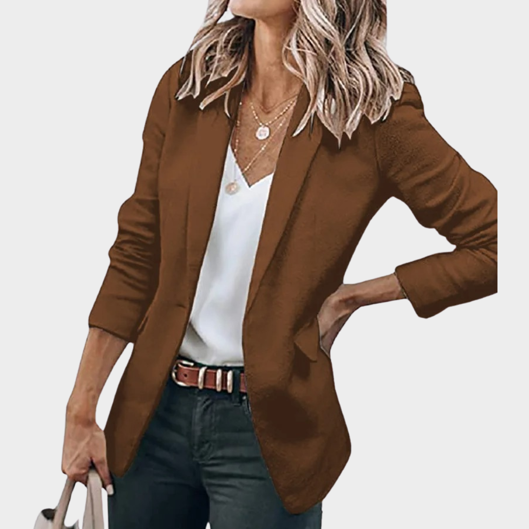 Women’s Longline Blazer Coat – Single-Breasted Fit – Suit Collar with Solid Colour Finish – Elegant Tailored Style – Multiple Colours