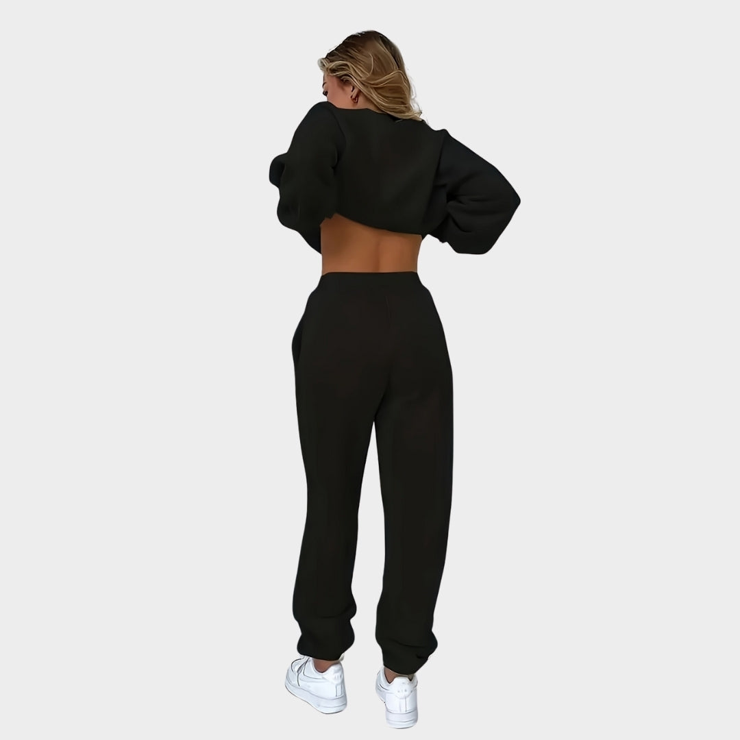 Autumn Winter Women Sweater Pants Set - Plush Hoodie Outfit with Pants, Street Hip Hop Style, Soft & Cozy (Black, Blue, Grey)