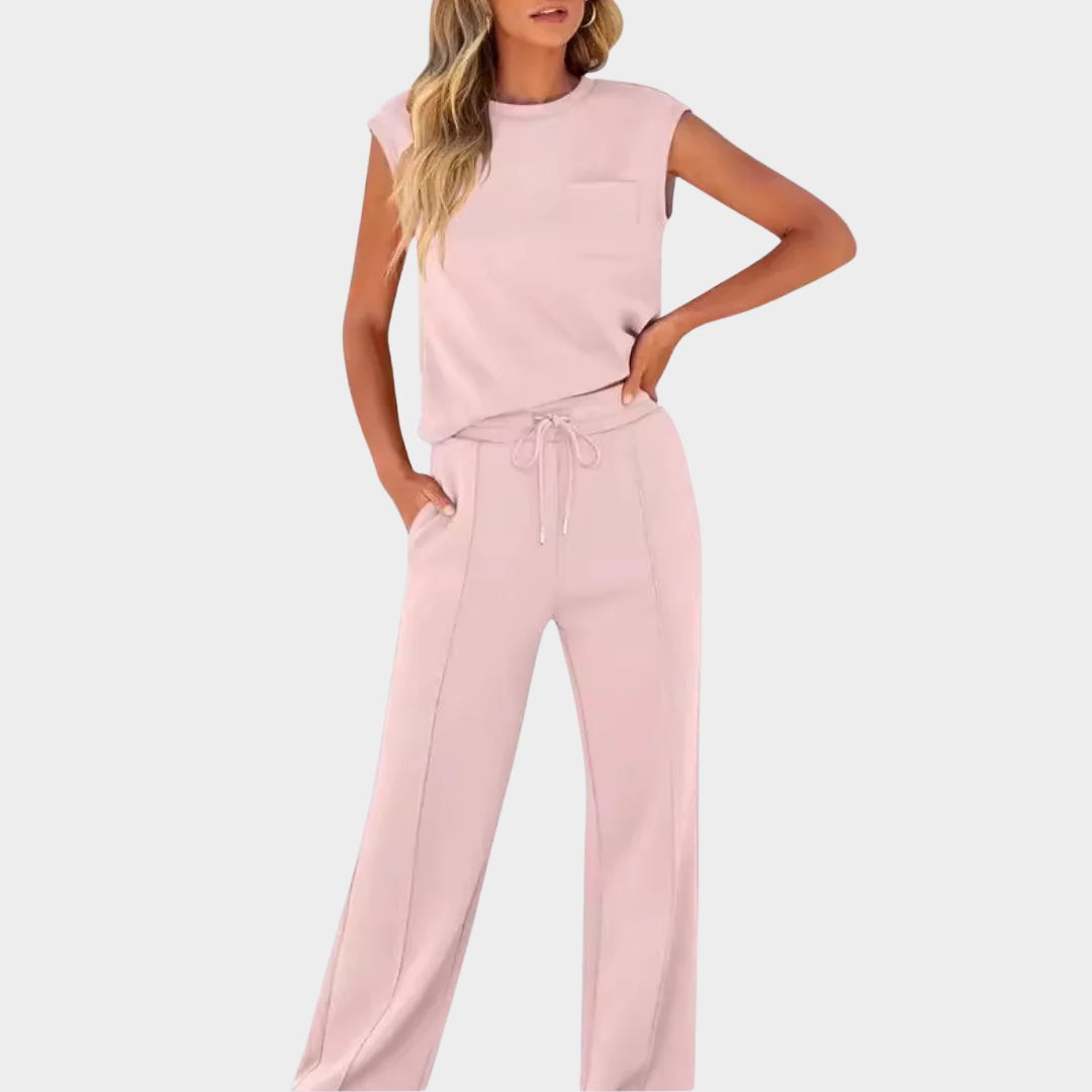 Women’s Casual Lounge Co-Ord – High Waist Two-Piece Sleeveless Set – Multiple Colours