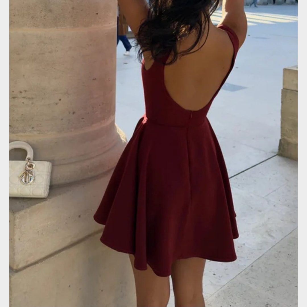 Women’s Sleeveless A-Line Mini Dress – Elegant Backless Cocktail Party Outfit with Flattering Fit – Multiple Colours