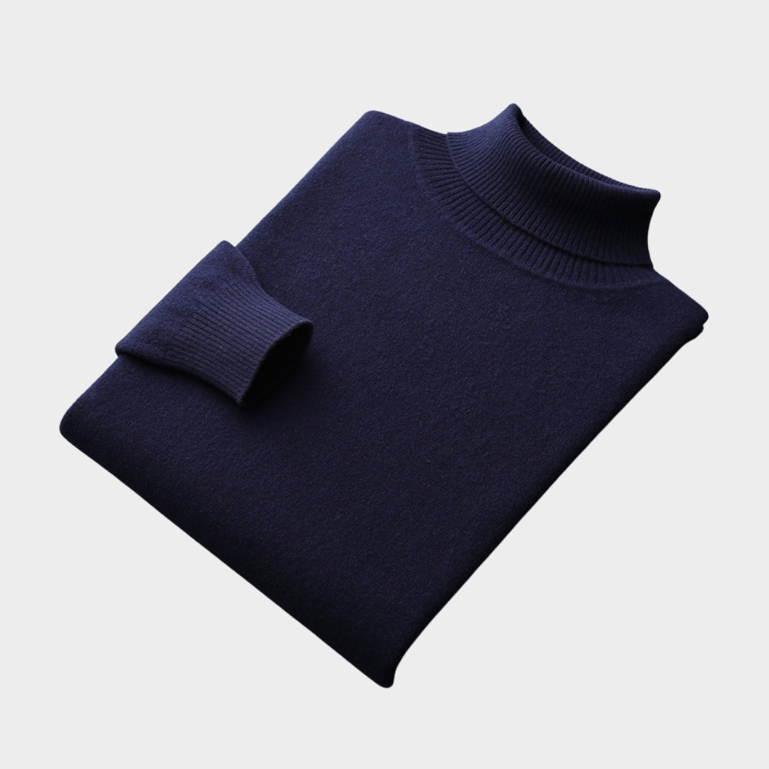 Men’s 100% Merino Cashmere Sweater – Old Money Knitted Pullover, Padded Warm Loose Fit, Black/Blue/White