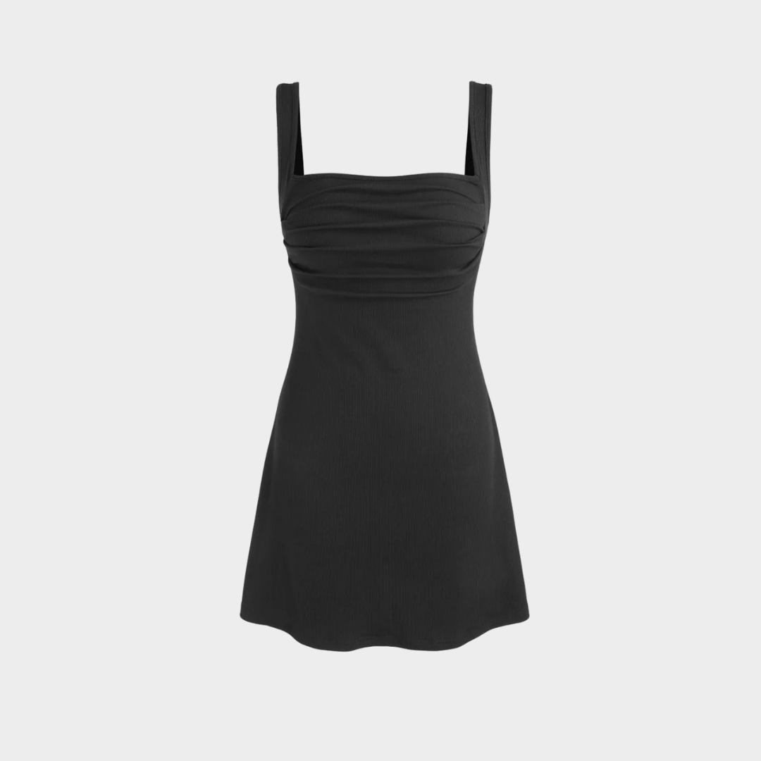 Women's Sleeveless Mini Dress – Open Back – Ruched Party Dress – Multiple Colours