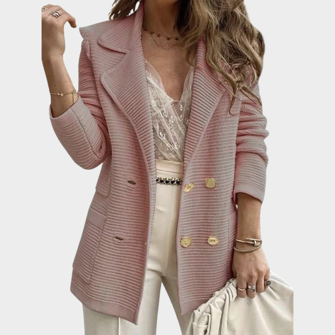 Women's Cotton Long Sleeve Outerwear – Pit Stripe Suit Jacket – Casual Fashionable Slim Fit Coat – Multiple Colours