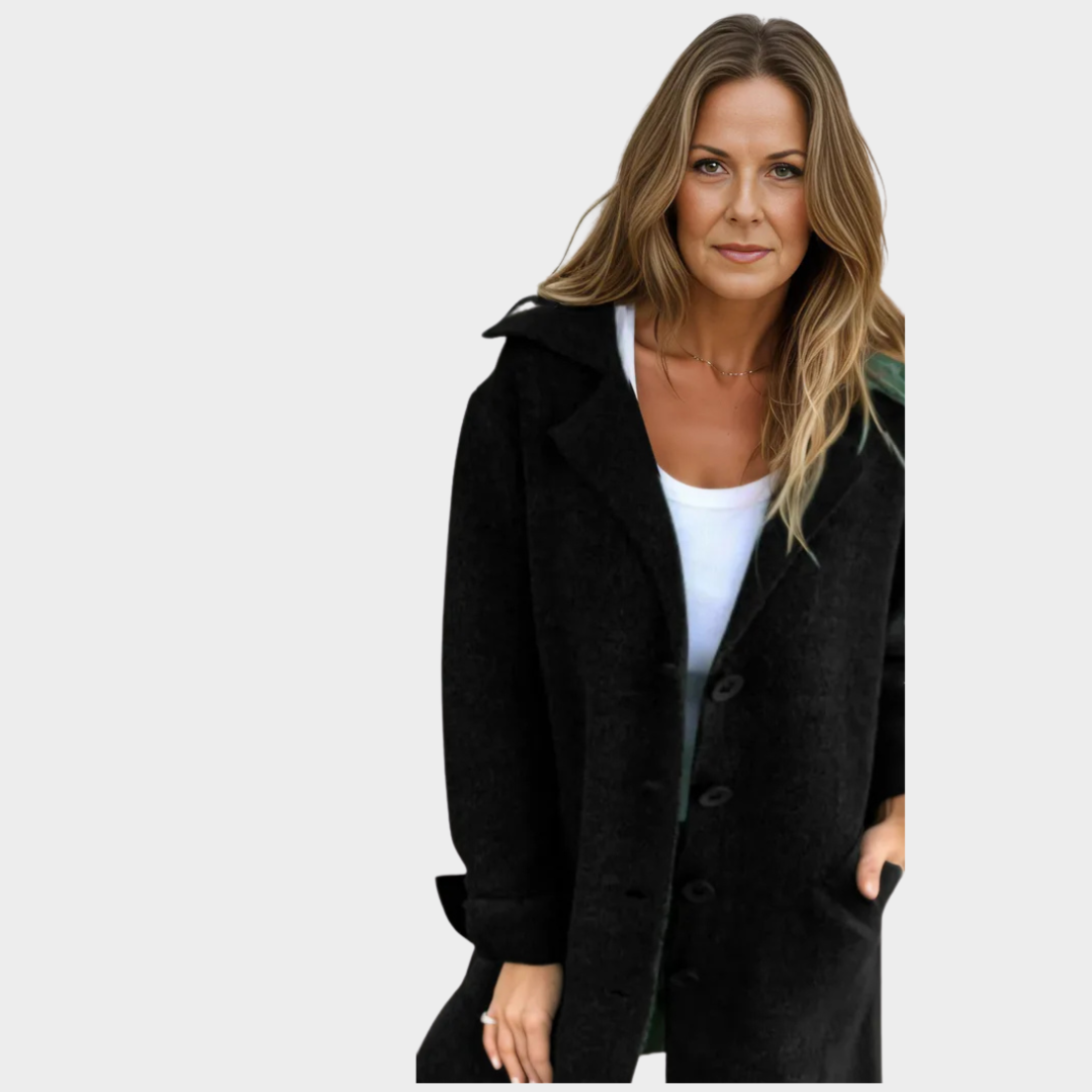 Women’s Long Lapel Coat – Fall Winter Vintage Single-Breasted Outerwear, Multiple Colors