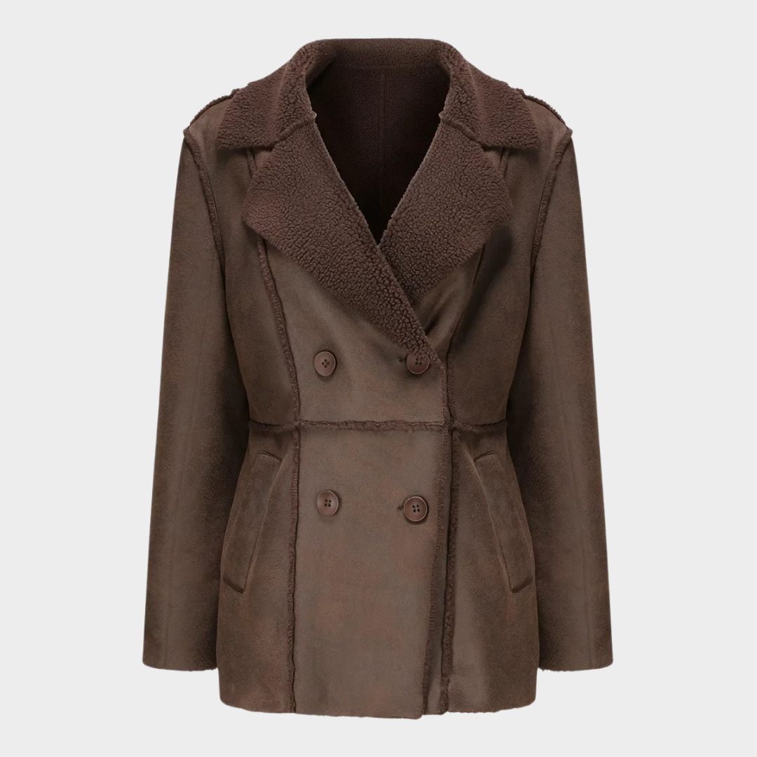 Women’s Plush Leather Long Jacket – Warm Suede Coat with Elegant Tailored Fit – Multiple Colours