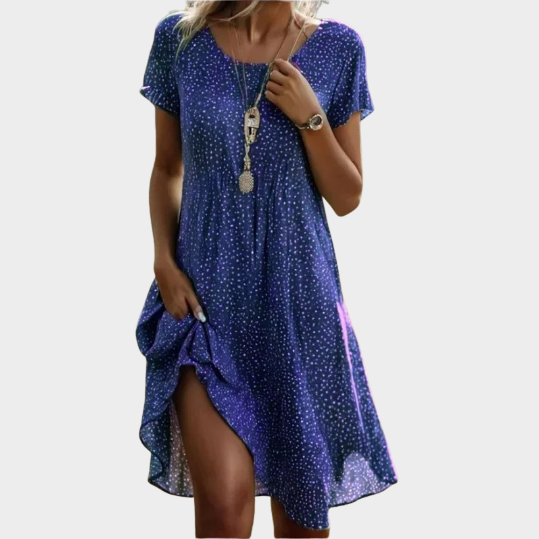 Women’s Medium-Length Dress – Ethnic Style – Relaxed Fit – Round Neck – Lightweight Material – Multiple Colours