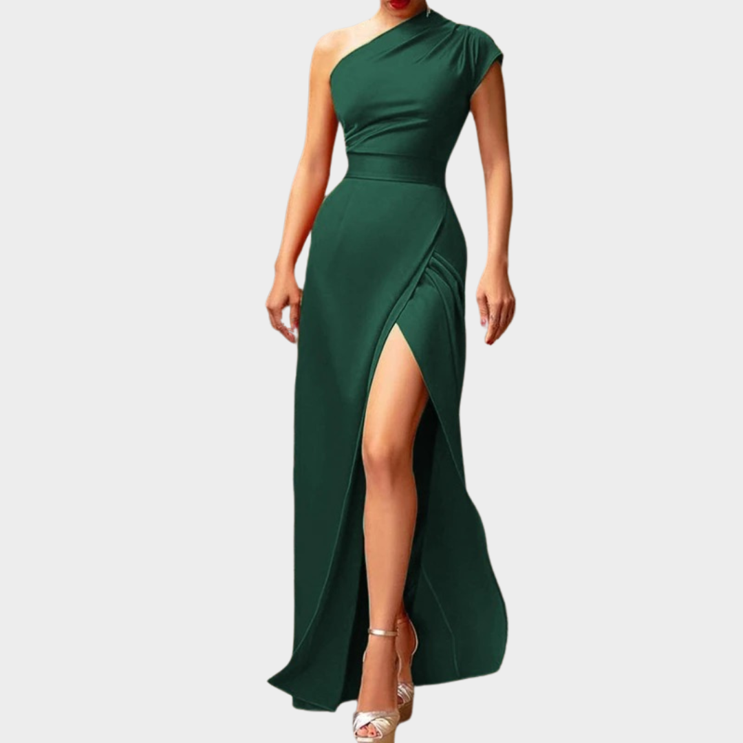 Women’s Maxi Dress – One Shoulder Sleeveless Bodycon – Elegant Slit Design – Lightweight Stretch Fabric – Multiple Colours