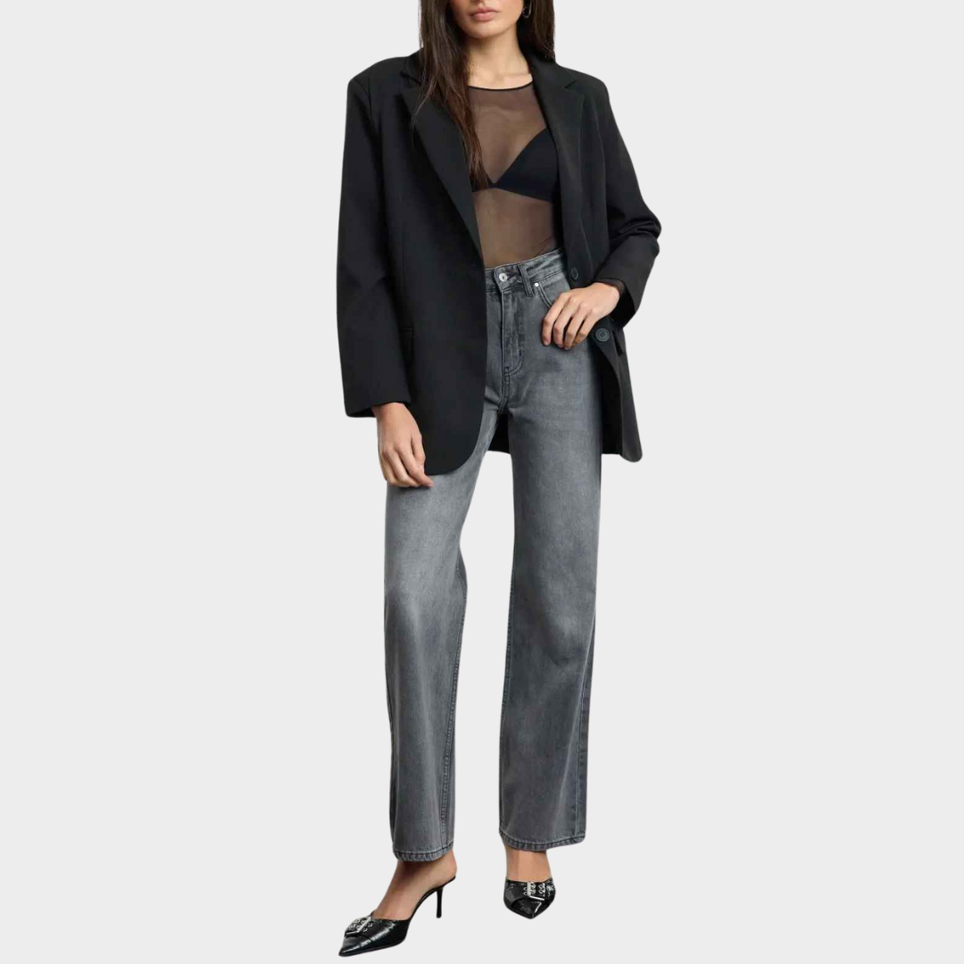 Women's Wide Leg Jeans - Casual Loose Fit Denim Trousers - Beltless Design - Multiple Colours