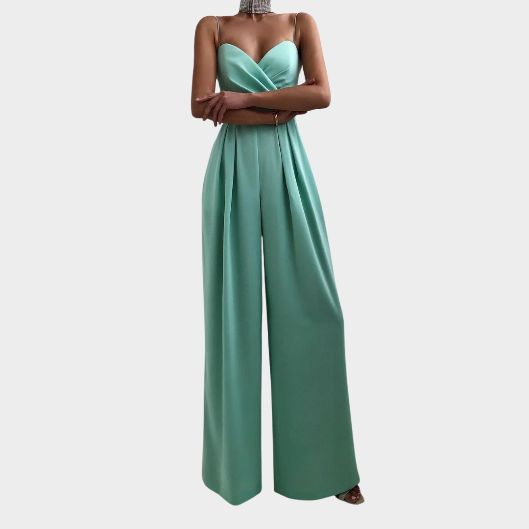 Women Sleeveless High Waist Jumpsuit – Slim Fit – V Neck – Wide Leg Long Pants – Lightweight Soft Fabric – Multiple Colours