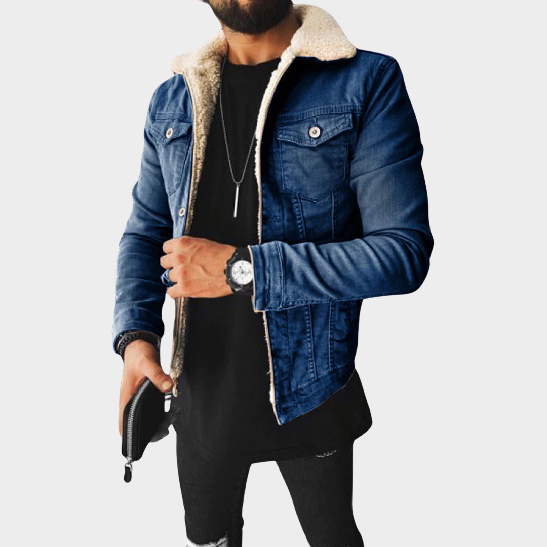 Men's Denim Jacket - Lapel Collar - Buttoned - Plush Lining - Casual Fit - Multiple Colours