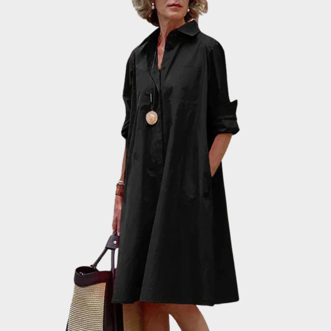 Women's Long Shirt Dress – Button-Up – Loose Fit – Lightweight Cotton – Multiple Colours
