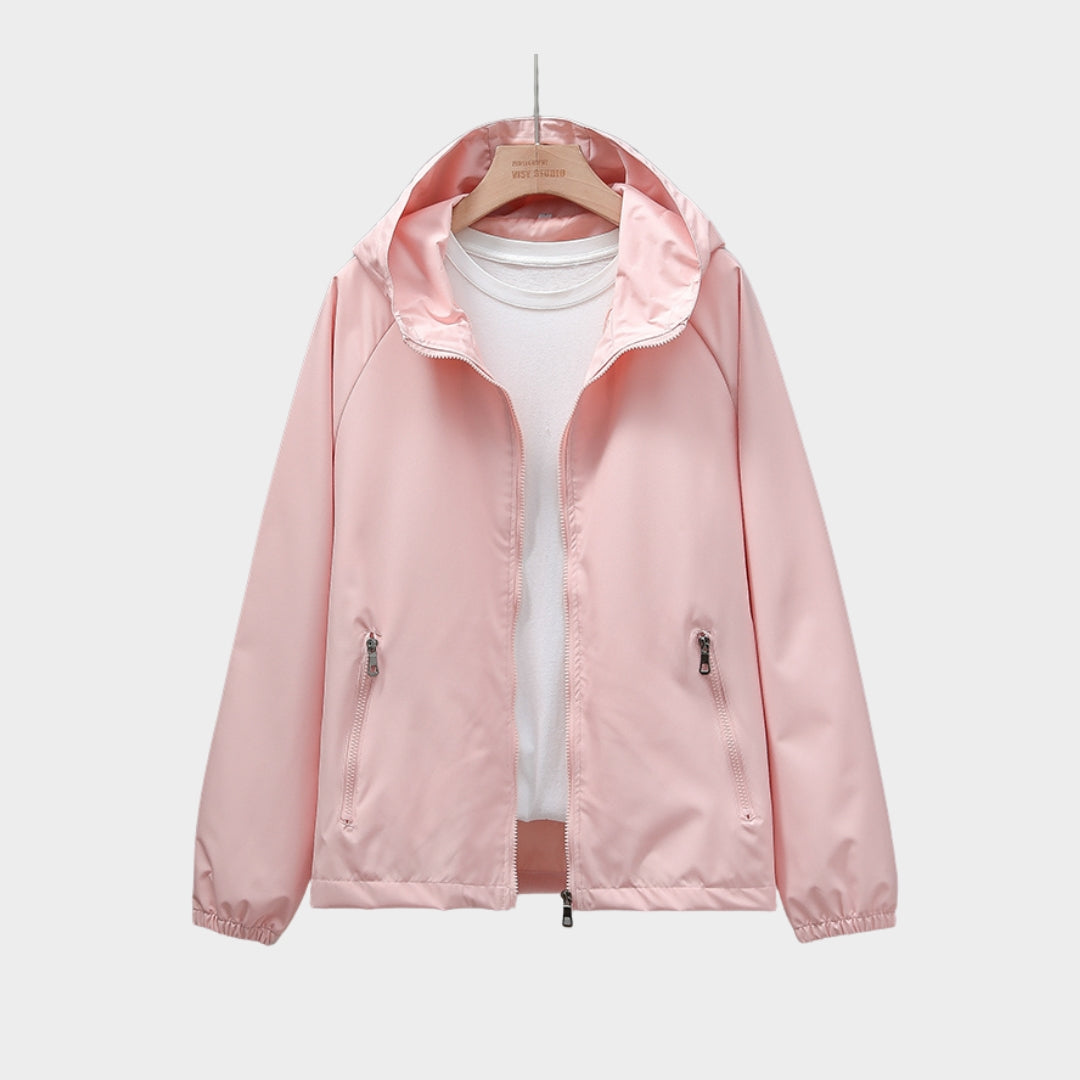Female Windbreaker Hooded Jacket – Lightweight Casual Sports Coat, Travel Outerwear (Green, Black, and More)