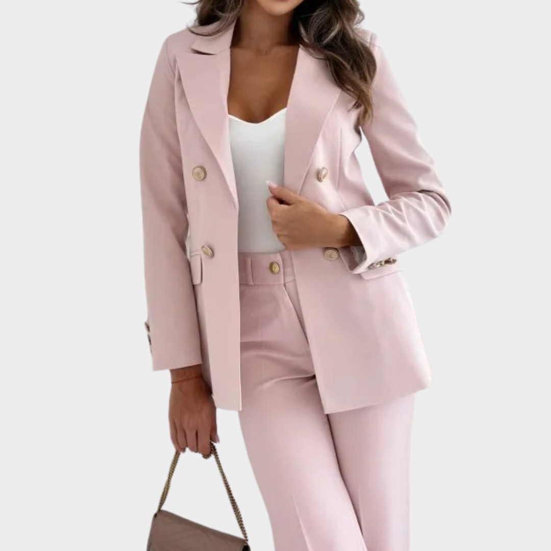 Women’s Double Breasted Suit Jacket – Elegant Formal Blazer with Tailored Fit – Multiple Colours