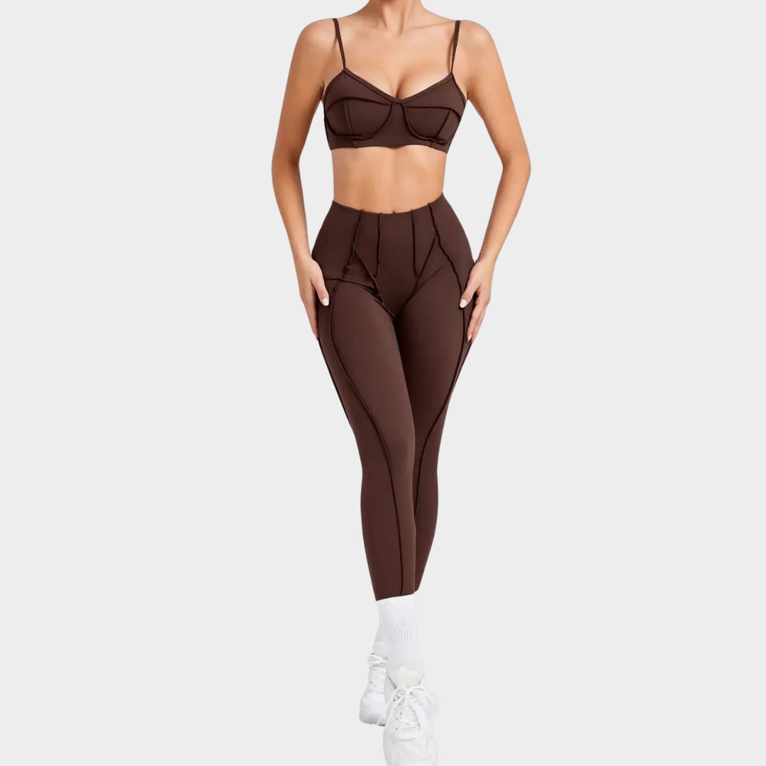 Women's Seamless Yoga Set - High-Waist Butt-Lifting Leggings & Backless Sports Bra - Stretch & Breathable Gym Outfit - Multiple Colours