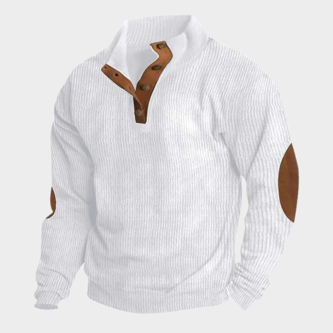 Men’s Pullover Sweatshirt – Corduroy Fabric – Stand Collar – Long Sleeves – Casual Fit – Multiple Colours