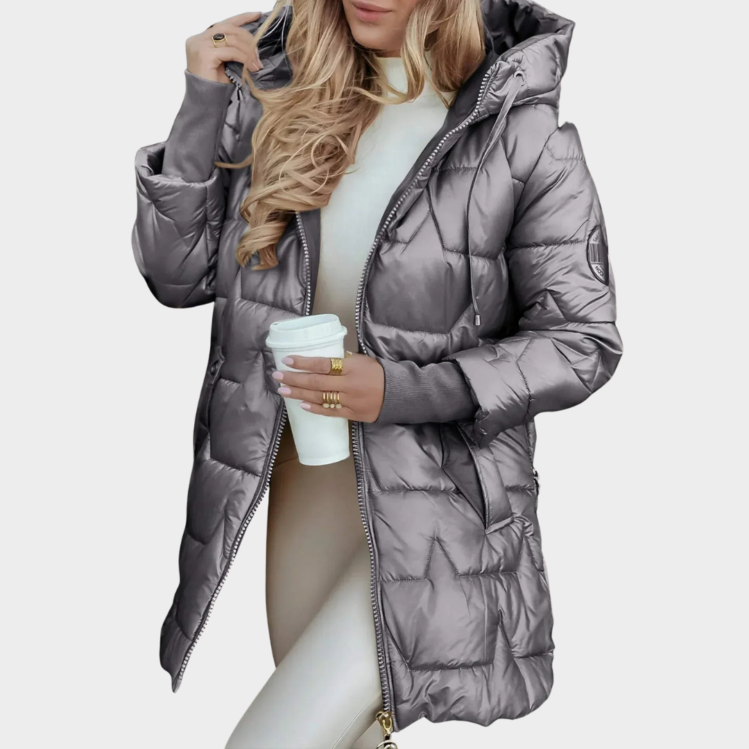 Women’s Hooded Parka Coat – Long Sleeve Cotton Blend Jacket with Padded Lining and Zipper Closure – Multiple Colours