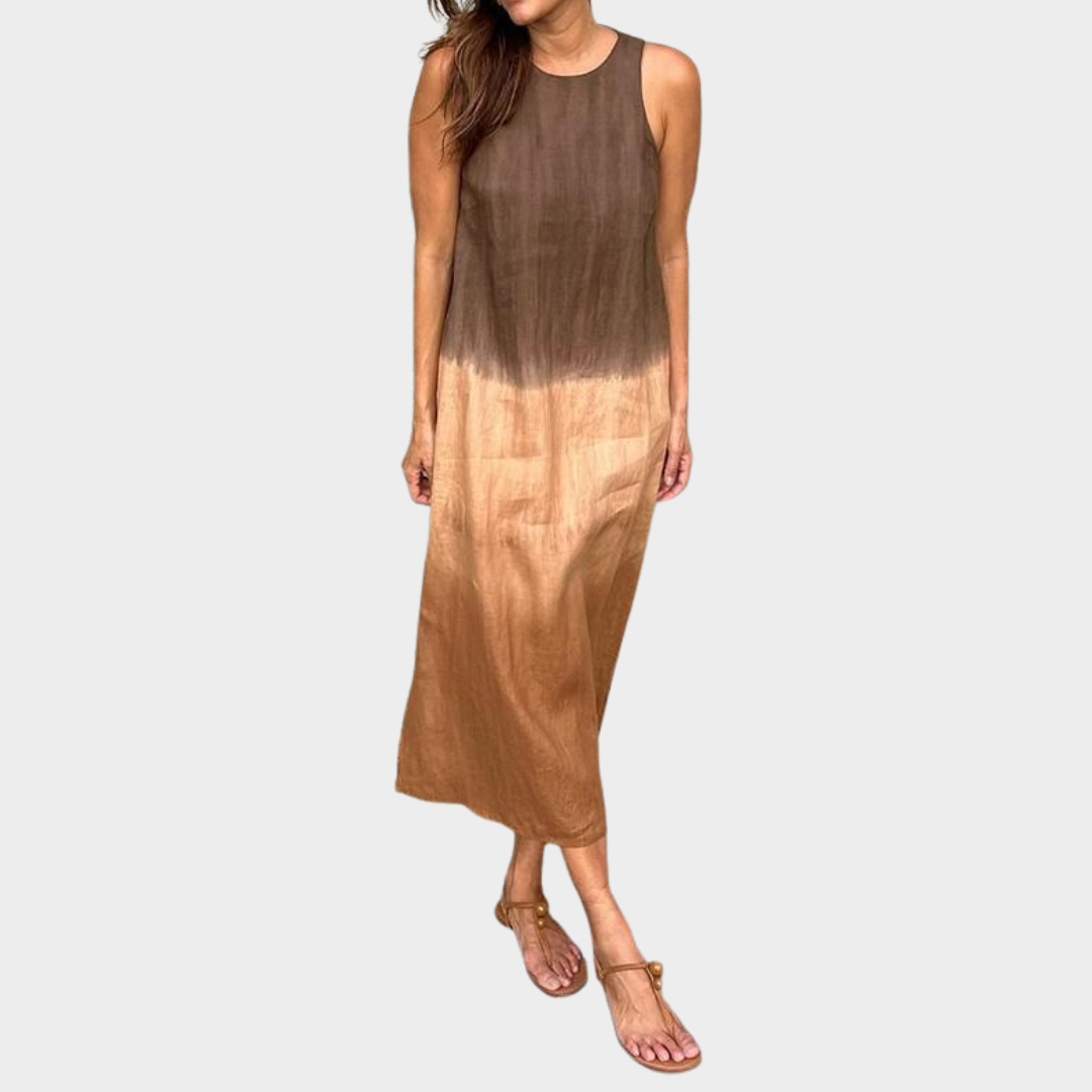 Women’s Sleeveless Maxi Dress – O-Neck – Relaxed Fit – Gradient Print – Soft Fabric – Multiple Colours