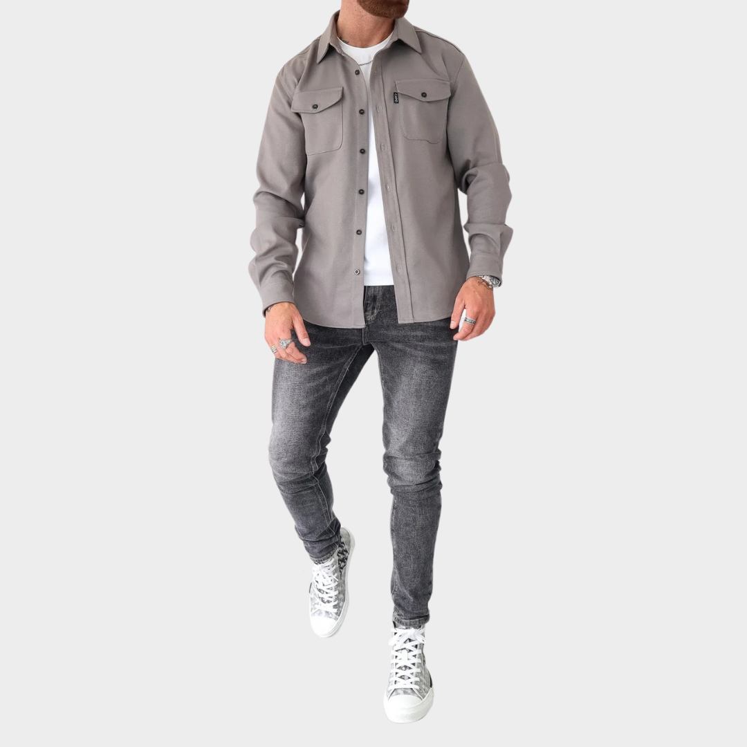 Men's Shirt Jacket – Long Sleeve – Lapel Collar – Single-Breasted – Multiple Colours