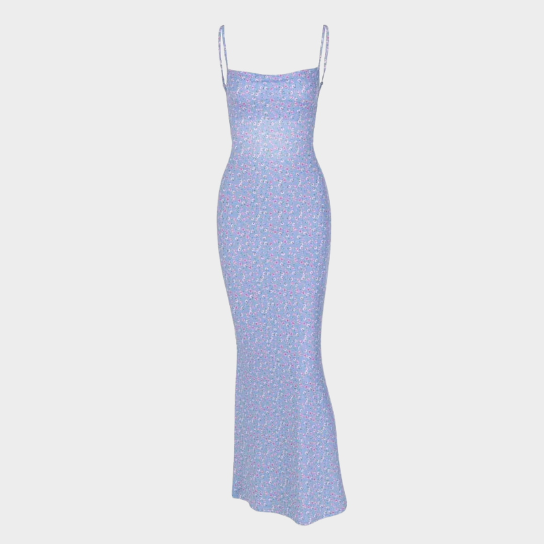 Women’s Floral Spaghetti Strap Bodycon Dress – Deep V Neck Long Style with Backless Fit – Lightweight Fabric – Multiple Colours