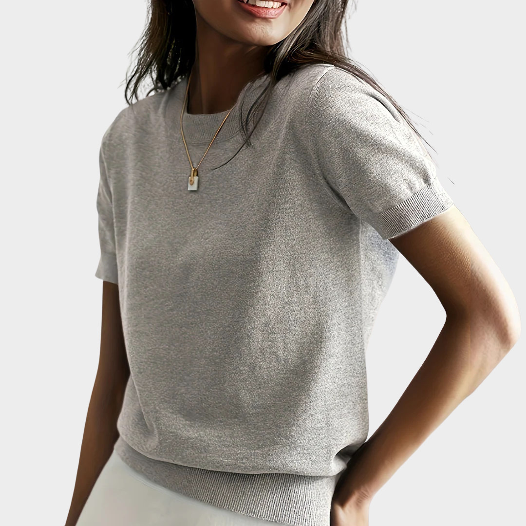 Women’s Casual Short Sleeve Crew Neck Top – Relaxed Fit Lightweight Knit Tee – Versatile Everyday Style – Multiple Colours