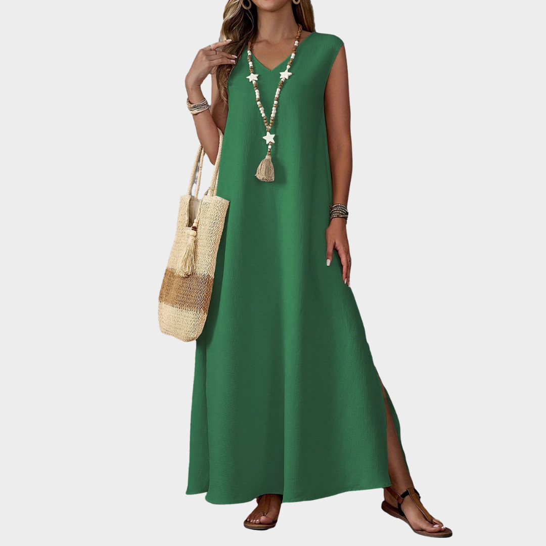 Women Casual Beach Dress – V-Neck – Loose Fit – Tank Top Style – Soft Material – Multiple Colours