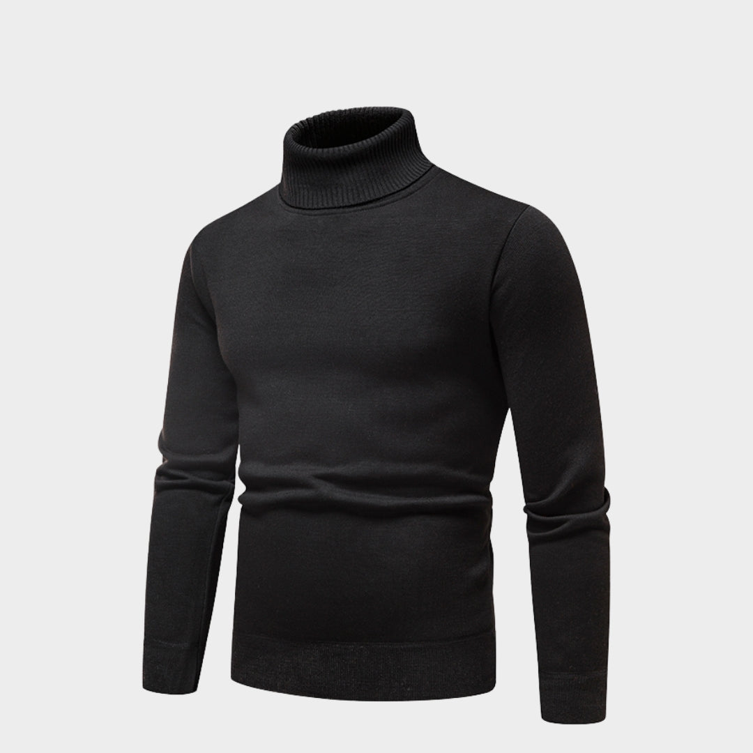 Men’s Turtleneck Sweater - Solid Color Slim Fit Casual Knitwear, Warm Winter Sweater, Black, Navy, White, and More