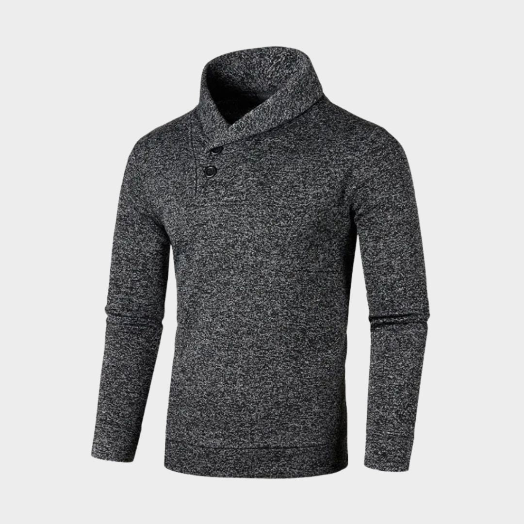 Autumn Men's Half Turtleneck Sweater – Button Neck Slim Fit Warm Winter Pullover (Black, Navy Blue, and More)