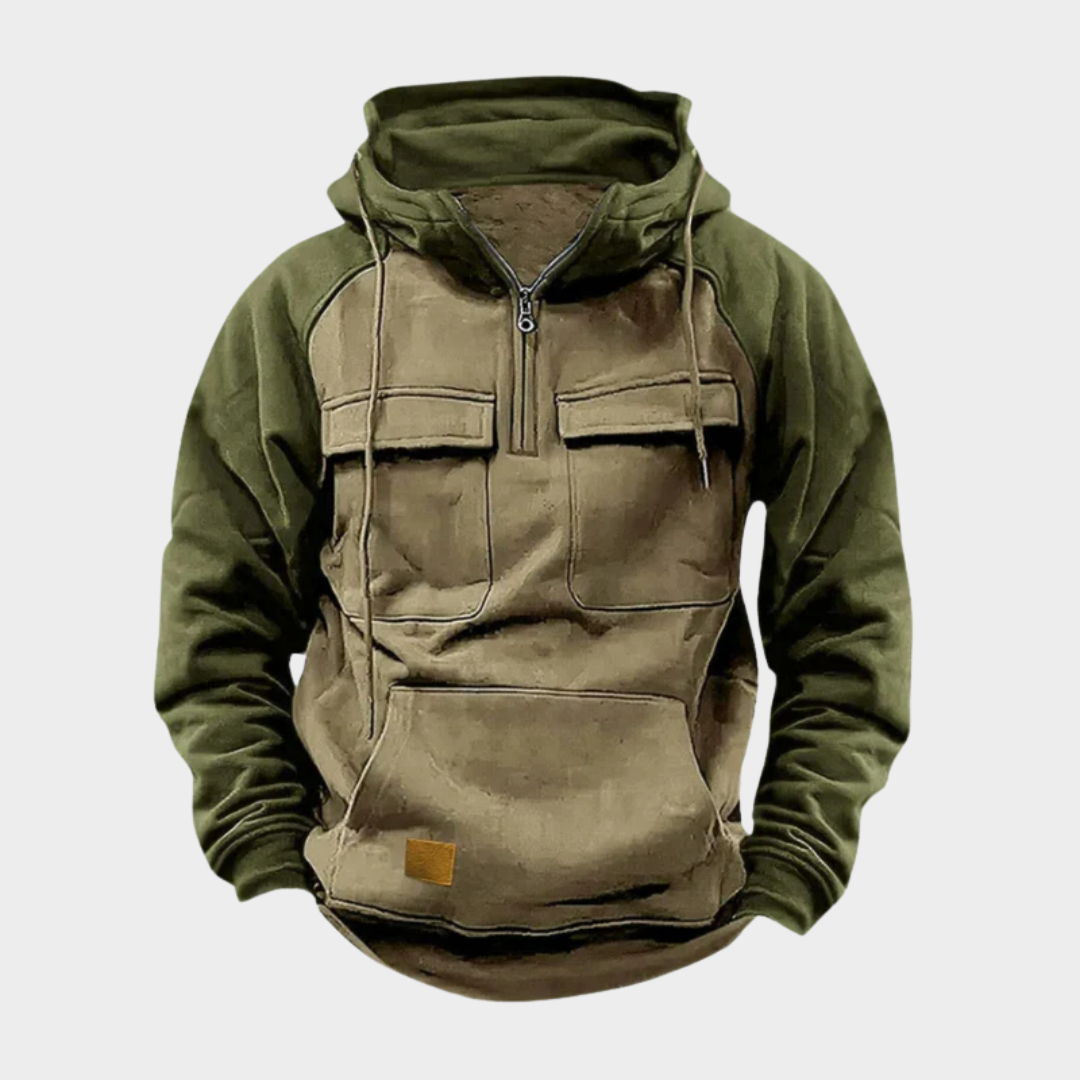 Men Outdoor Utility Hoodie – Long Sleeve Zipper Workwear Sweatshirt Cotton Poly Blend with Pockets Relaxed Fit – Multiple Colours