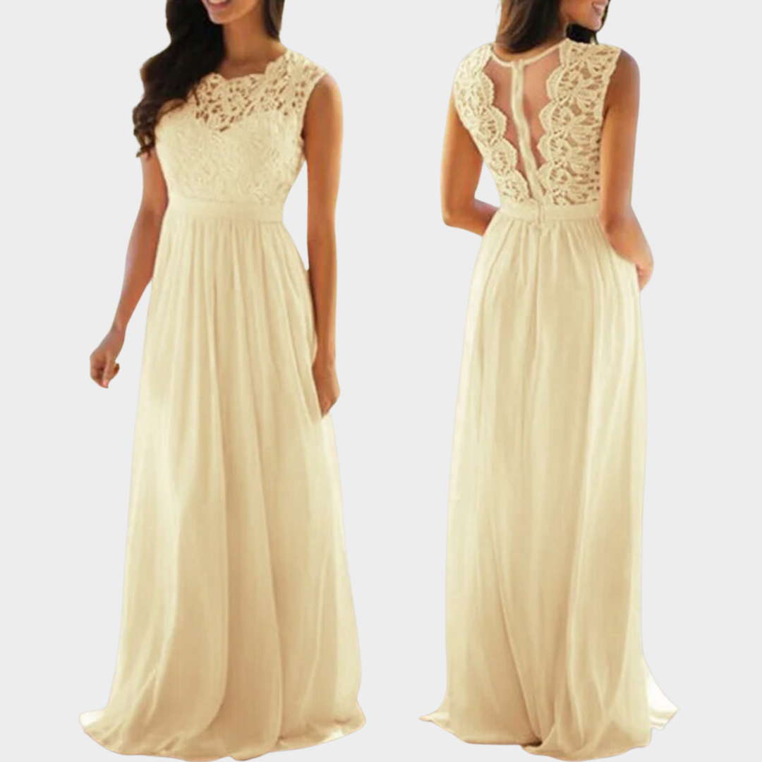 Women's Elegant Lace Dress – Hollow Out – Sheer Detail – Evening Party – Bridesmaid & Wedding Guest – Multiple Colours