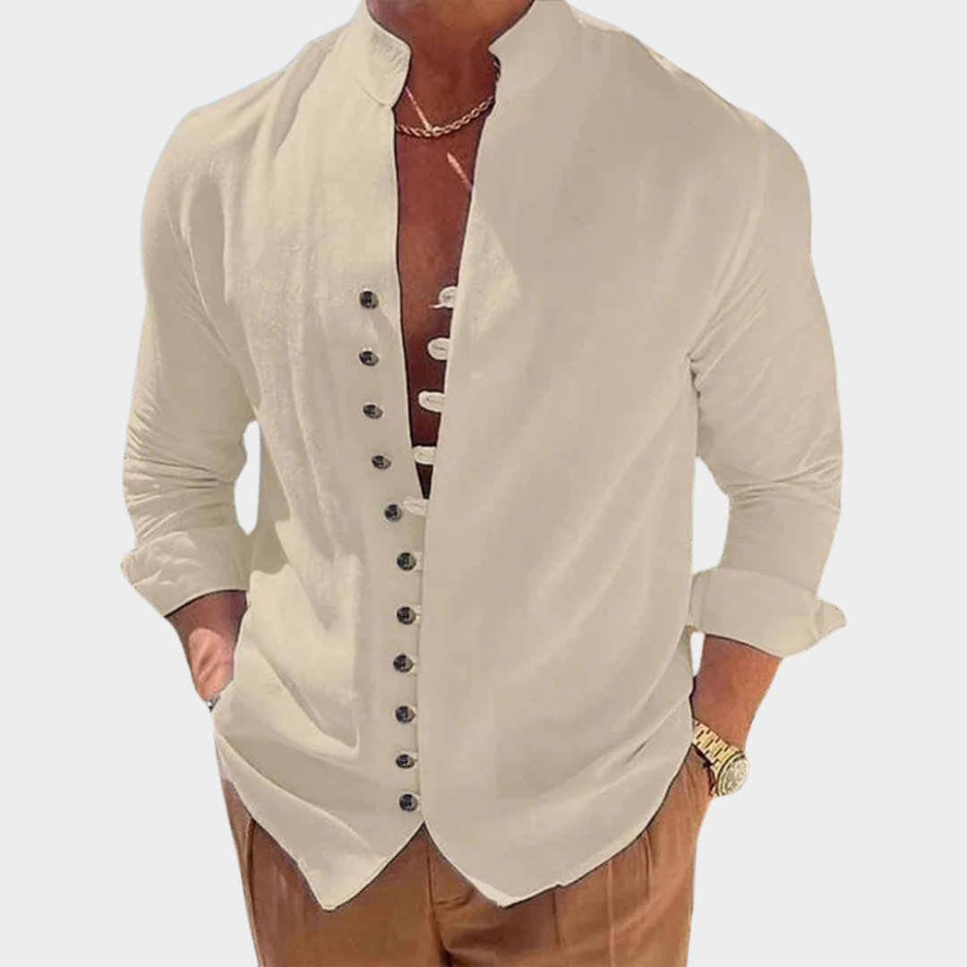 Men’s Casual Long Sleeve Shirt – Button-Up – Relaxed Fit – Solid Colour – Soft Fabric – Multiple Colours