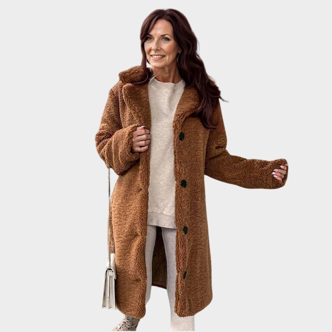 Trendy Women’s Long Teddy Overcoat – Autumn Winter Single-Breasted Trench Coat - Multiple Colours