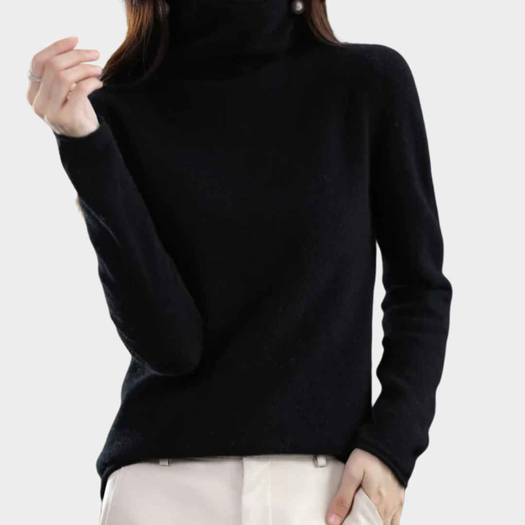 Women High Collar Knitted Top – Wool Blend Loose Fit Base Shirt – Casual Comfortable Design – Multiple Colours